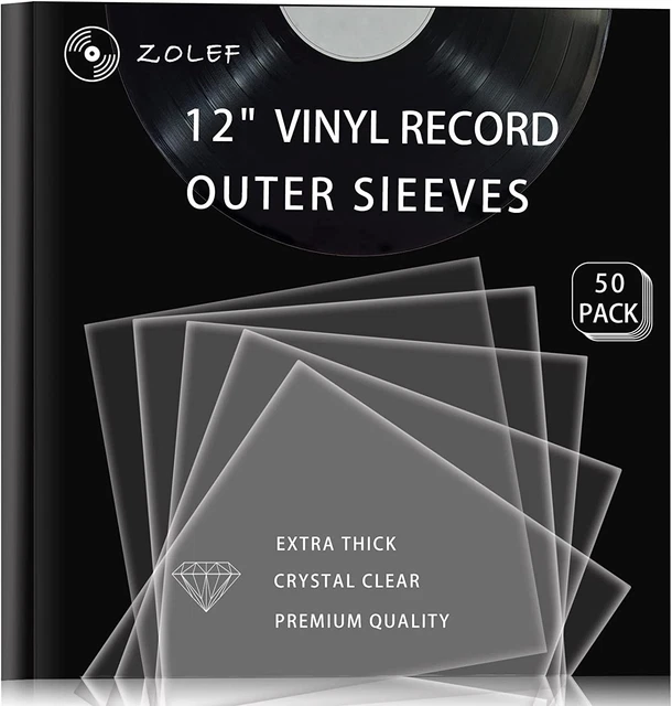 Vinyl Record Outer Sleeves 50 Pack for 12 Inch Records, Loose Fit, Clear Cover
