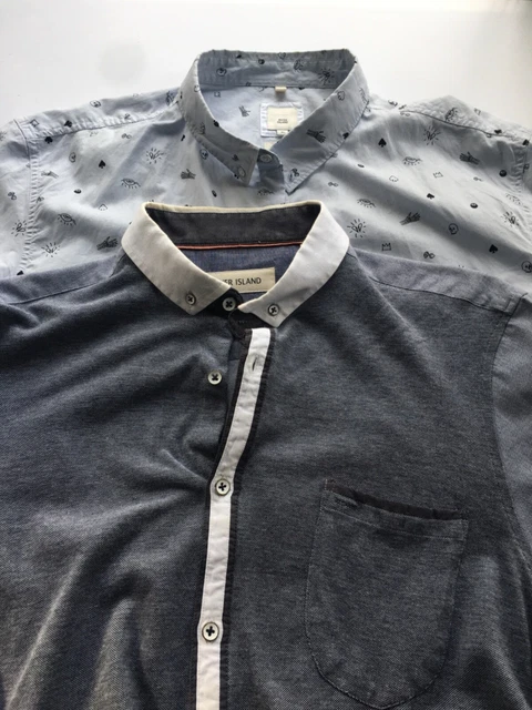 CAMICIA RIVER ISLAND BUNDLE XL Extra large Uomo Slim fit maniche corte lunghe casual