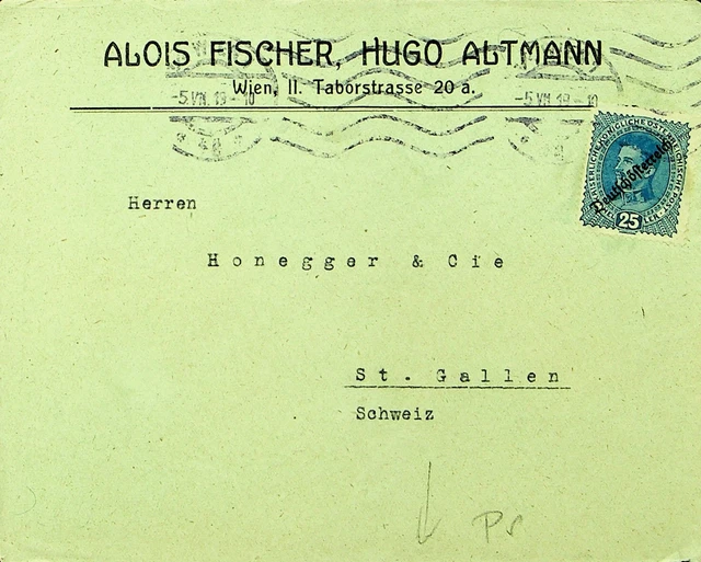 Deutschland Österreich 19219 Post WWI 25h W / Ovpton Abdeckung Wien Zu St.Gallen
