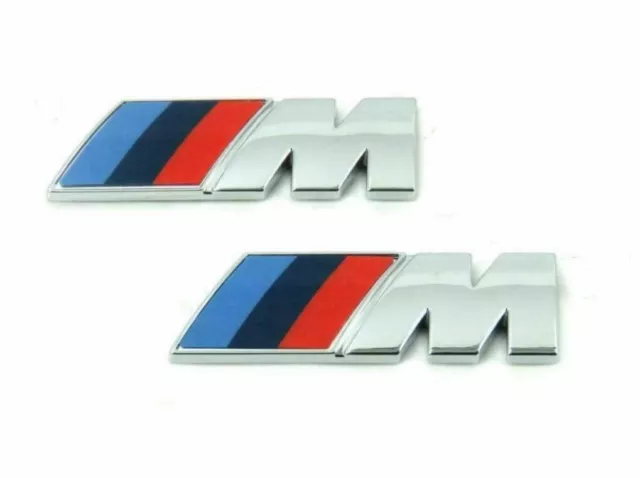 2x for BM M Logo Badge Emblem Fenders silver Side M 45x15 silver