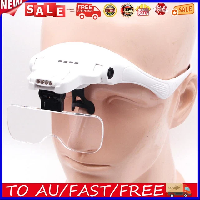 Headband Magnifier 5 Detachable Lens Lluminated Magnifier for Reading Repair