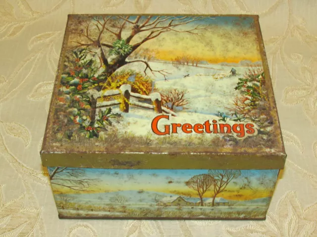 Large Vintage Collectable Greetings Tin