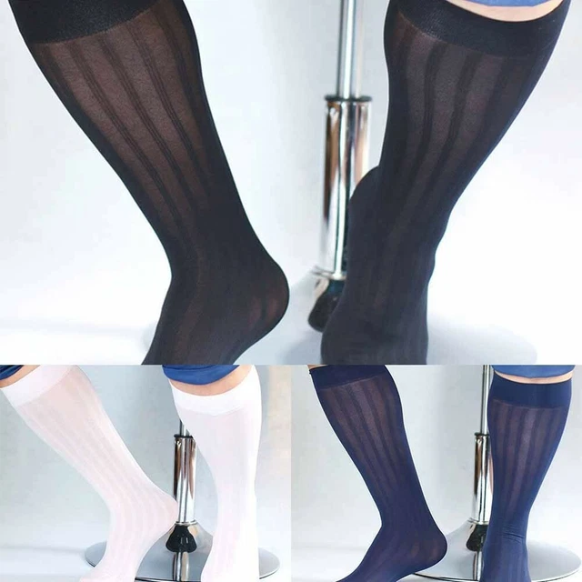 Mâle Chaussettes Hommes Bas Gentleman Hauteur Genou Longueur Paire Rayé Suit