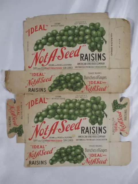 1930'S IDEAL NOT-A-SEED Raisins box flattened San Francisco colorful $9 ...