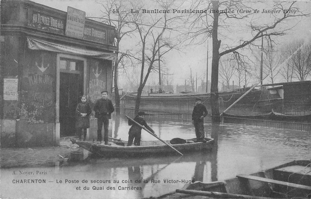 Cpa 94 Banlieue Inondee 1910 Charenton Le Poste De Secours Coin Hugo Carrieres