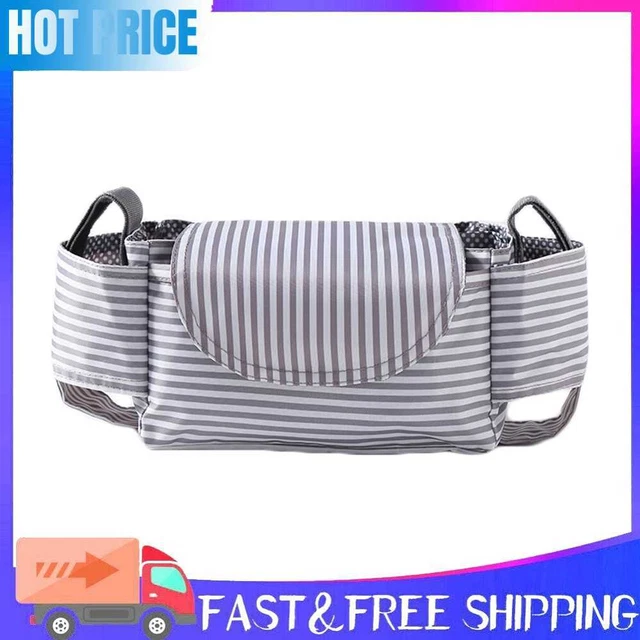 Baby Stroller Bag Storage Multi-function Bottle And Cup Holder (Stripes)