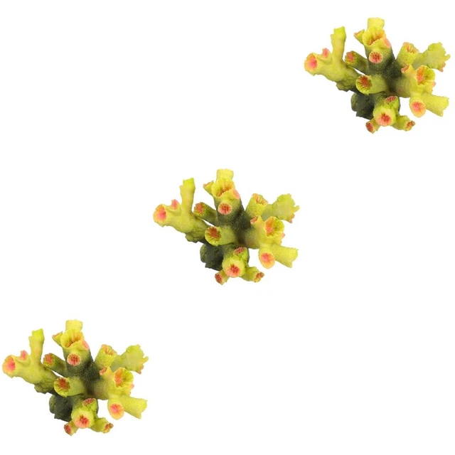3 Count Simulation of Small Corals Fish Tank Resin Ornament
