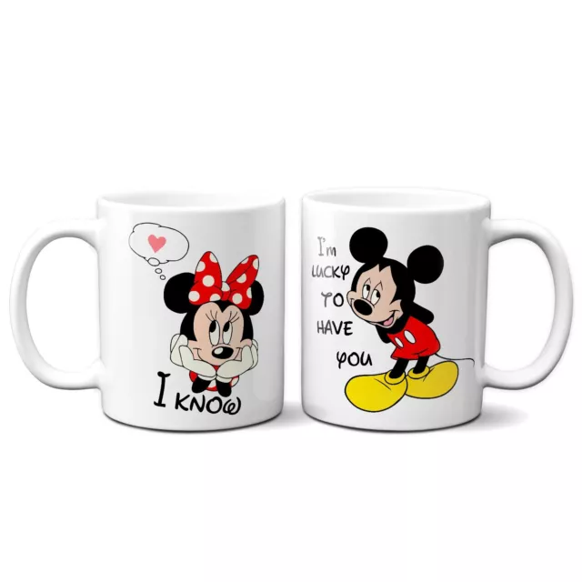 Set 2 TAZZE DI COPPIA in ceramica MINNIE TOPOLINO regalo san valentino GR383