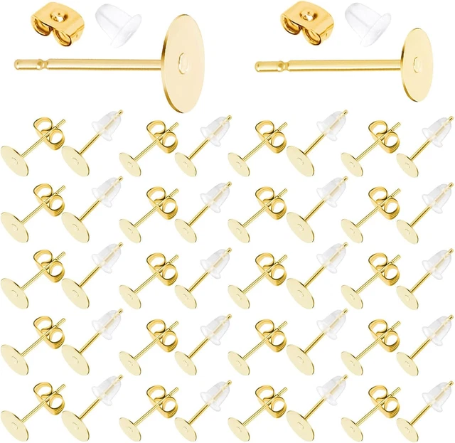 Earring Posts Stainless Steel, Flasoo 1200Pcs Hypoallergenic Earring Posts and B