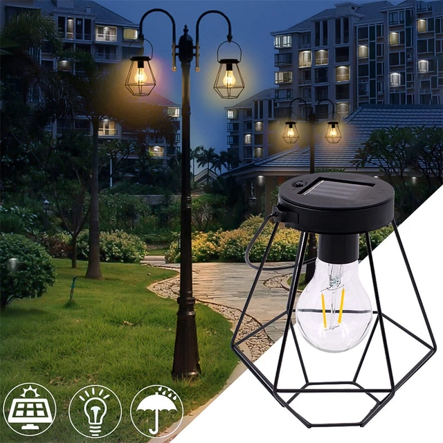 Stainless Steel Solar Light  Garden Light Wrought Iron Lantern Hanging Lamp