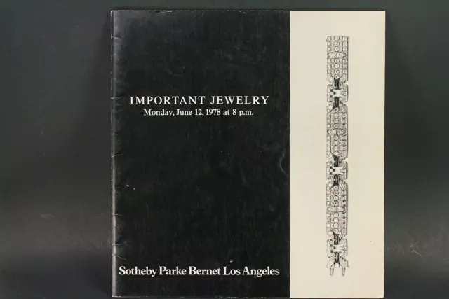 1978 Sotheby Parke Bernet Los Angeles Important Jewelry Auction Book