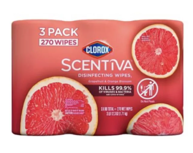Clorox Scentiva Bleach Free Cleaning Wipes, 3 pk/ 90 ct. - Tahitian Grapefruit