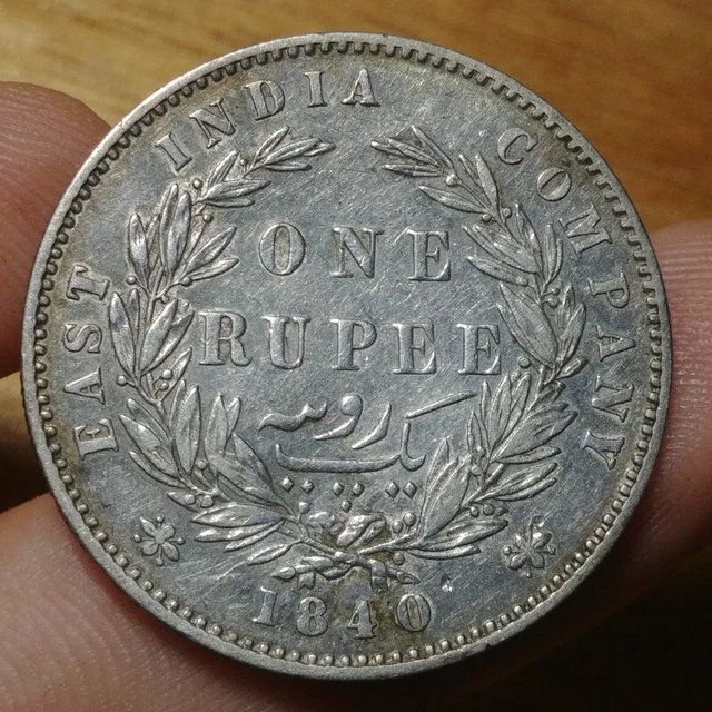 British Raj One Rupee INDIA QUEEN Victoria 1840 Genuine Silver Coin