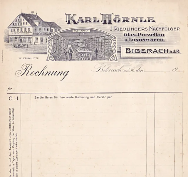 Rechnungsformular von 1905, Biberach