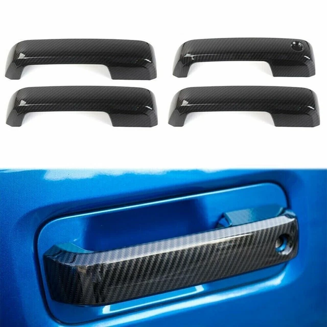 Black Carbon Fiber Print Look 4 Door Handle Covers For Ford F150 F250 F350 F450