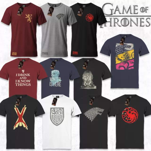 T-shirt da uomo ufficiali Game of Thrones sigilli casa Lannister Stark Targaryen