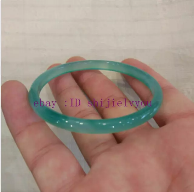 Thin Small Size 57-58MM Icy Translucent Green Jade Jadeite Bangle Bracelet