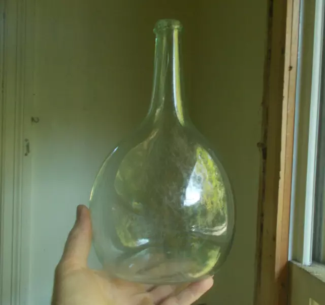1820s FREE BLOWN OPEN PONTIL 11"LARGE SIZE OHIO OR PITTSBURGH GLOBULAR BOTTLE
