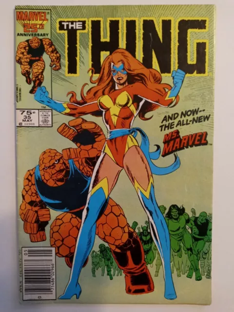 The Thing # 35 Marvel Comics 1986 Newsstand Key 1st New Ms Marvel Fantastic Four