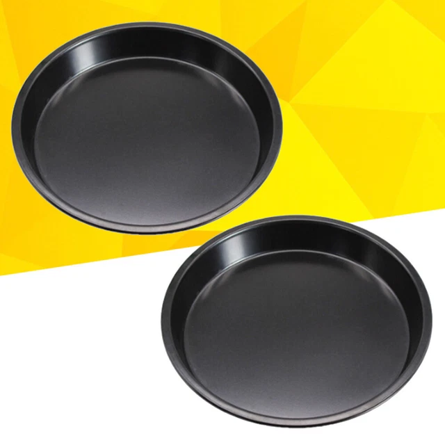 2 PCS Pizzapfanne Aus Kohlenstoffstahl Rundes Serviertablett Black