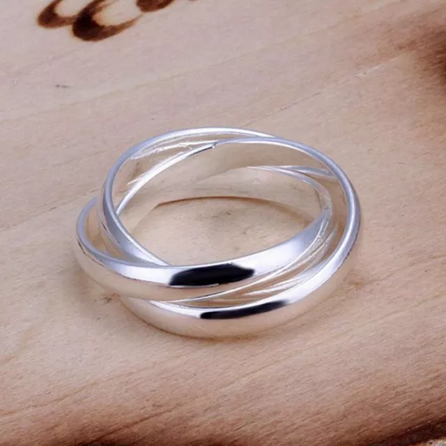 Stunning 925 Sterling Silver Classic High Polished Triple Infinity Ring