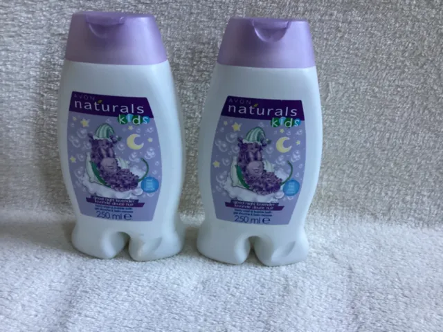 2x Avon Naturals Kids Good Night Lavender Body Wash & Bubble Bath 250ml Each New