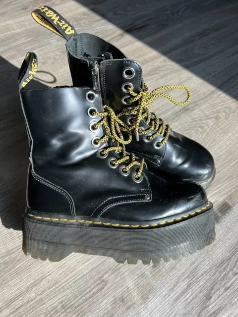 Dr. Martens JADON MAX Black Leather Platform Combat Boots Women's Size 8