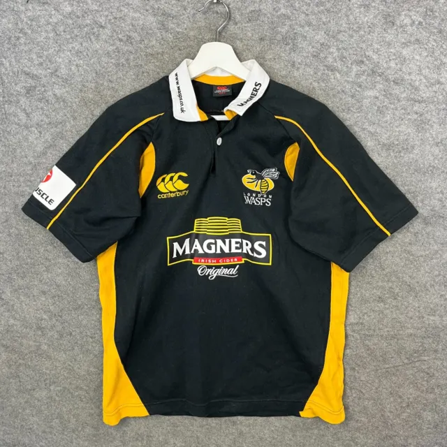 LONDON WASPS RUGBY Shirt Mens Small Black Canterbury Home Jersey Top ...