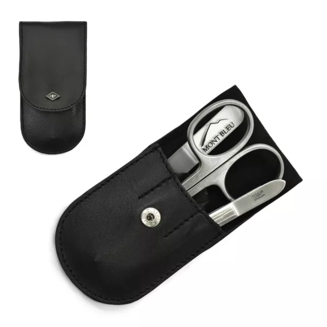 Giesen & Forsthoff Timor 3-piece Premium Manicure Set Black Nappa Leather Case