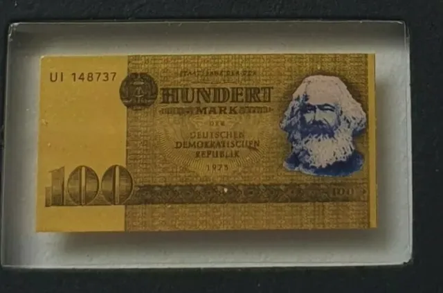 100 Ddr / Ost Mark Banknote / Geldschein - Goldbarren - 999 Gold Medaille