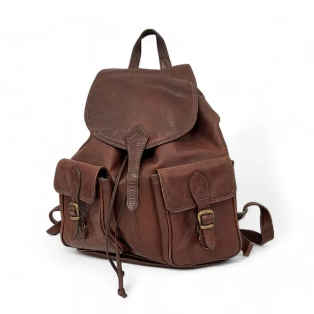 SAGE BROWN Genuine Leather Drawstring Brown Backpack Rucksack Bag W35