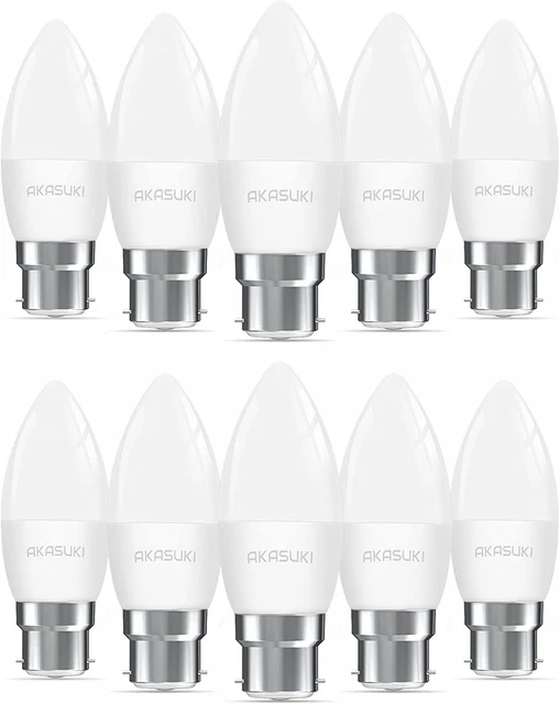 B22 Candle Light Bulbs Bayonet - 10 Pack Lights Bulb 2700k Warm White
