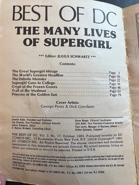 1981 The Best Of DC - The Many Lives Of SUPERGIRL - Blue Ribbon Digest Vol 3 #17 3