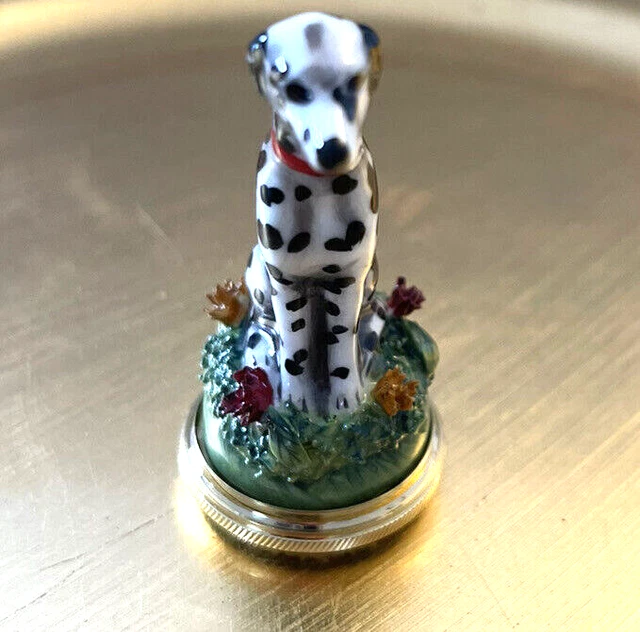 Staffordshire Enamels Chelsea Bonbonnieres Dalmatian Dog Trinket Box England