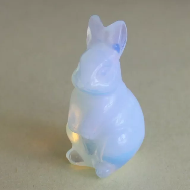 Carved crystal white opalite rabbit bunny figurine animal carving  decor 1.5''