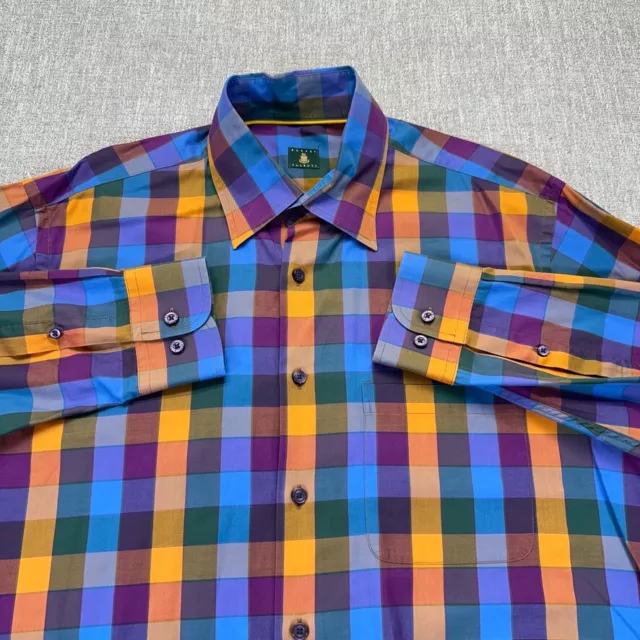 Robert Talbott Button Up Shirt Mens Large Multicolor Plaid Long Sleeve