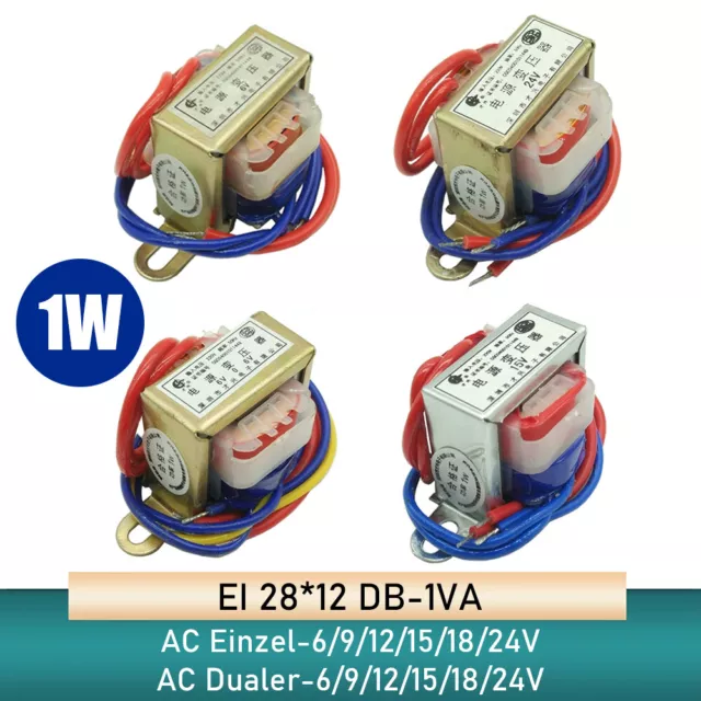1W Leistung Transformator AC 220V to 6-24V Einzel/Dualer Ausgang Trafo Netztrafo