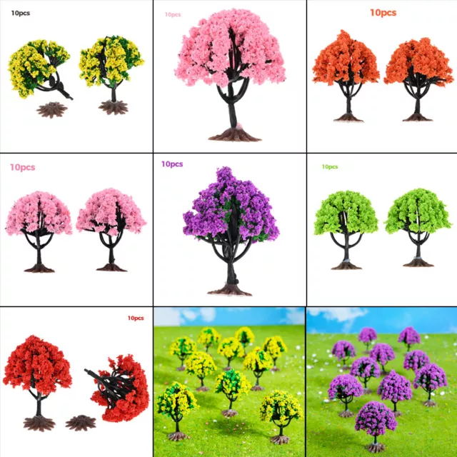 10Pc Miniature Flower Model Trees HO Scale Park Railroad Scenery Wargame Diorama