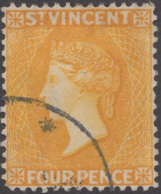 St Vincent 1893 4d yellow QV, used