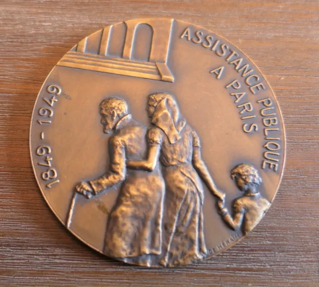 Médaille bronze Graveur De Herain 1849-1949 Assistance Publique Paris Centenaire