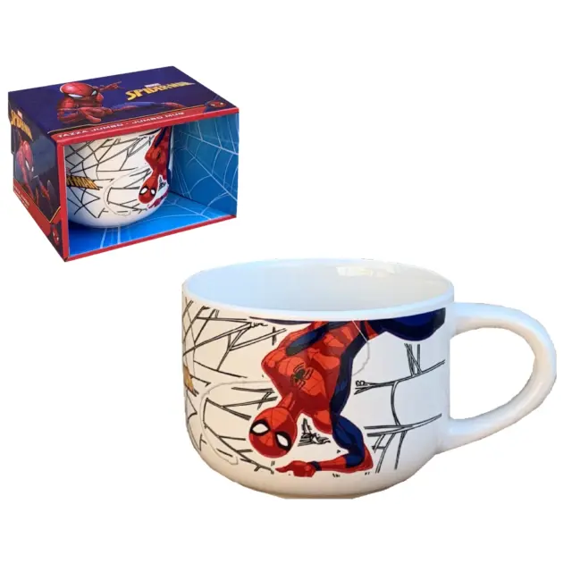 TAZZA LARGA JUMBO Spiderman Marvel In Ceramica 380 Ml Confezione