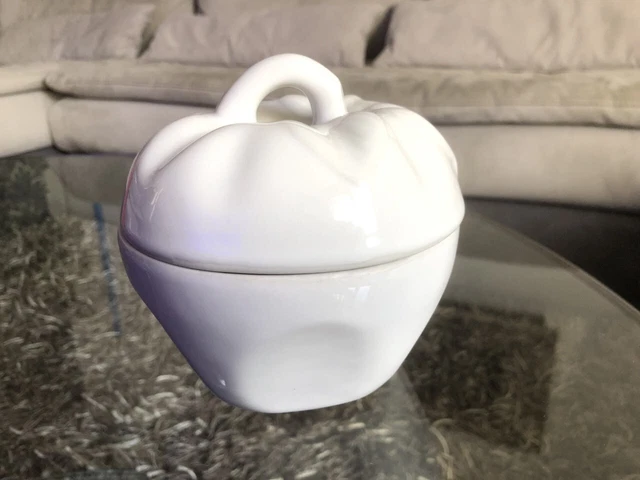 Sucrier bonbonnière céramique design blanc en forme de pomme