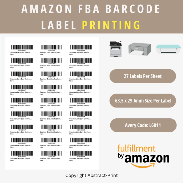 AMAZON FBA BARCODE Numbers ASIN or FNSKU Printed to Labels Stickers 27