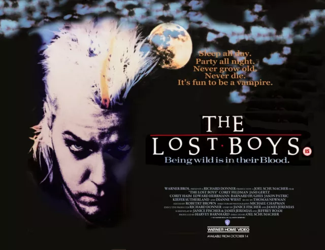 THE LOST BOYS 1987 UK video poster print 30x40" quad Kiefer Sutherland FREE P&P