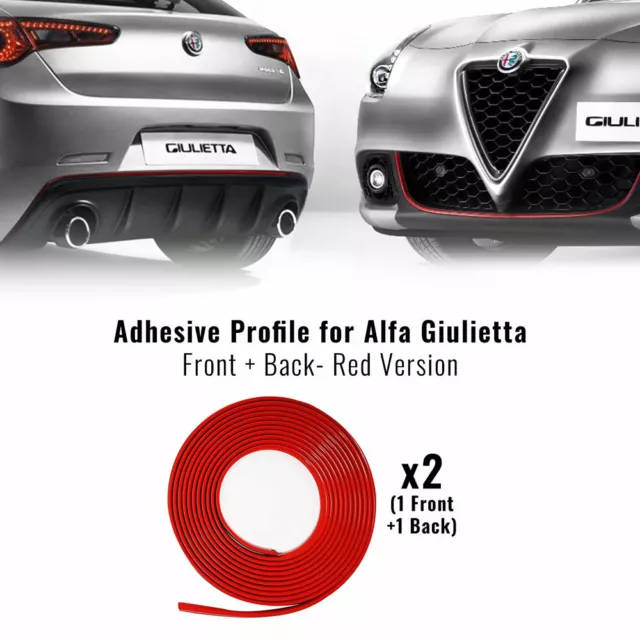 Profil Rouge Adhésif pour Dam Avant + Arrière Alfa Romeo Giulietta