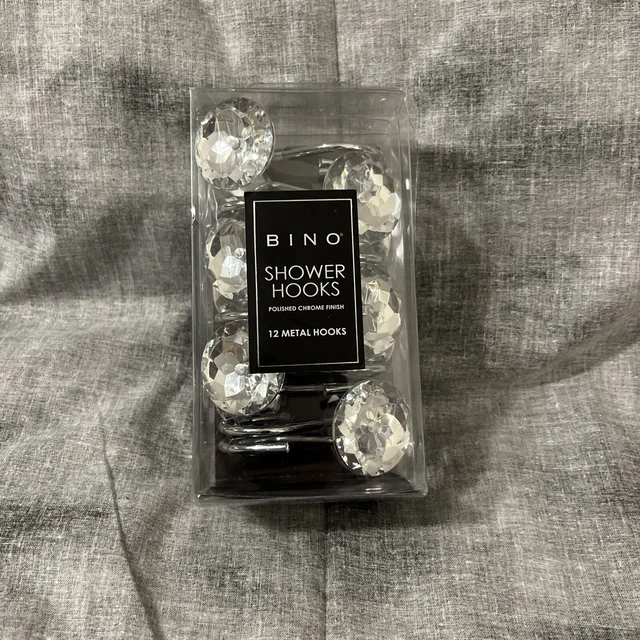 Crystal Clear Acrylic Shower Curtain Hooks Set 12 - Faceted Ball By BINO