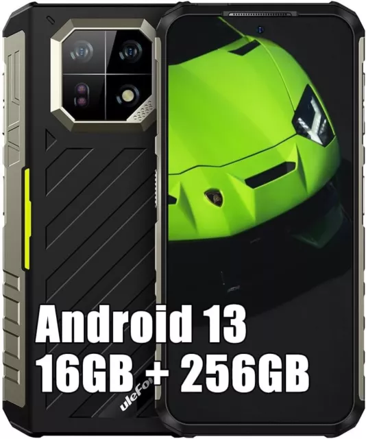 Ulefone Armor 21 Rugged Phones, 16+256GB Factory Unlocked Phone, 9600mAh,  64MP+24MP Cameras, 122db Speaker, Infinite Halo, Android 13, IR Blaster