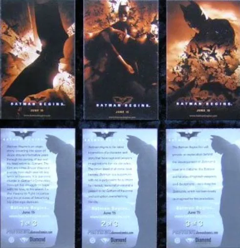 Batman Begins - Set Of 3 Movie Promo Trading Cards - Preview Dealer Exclusive