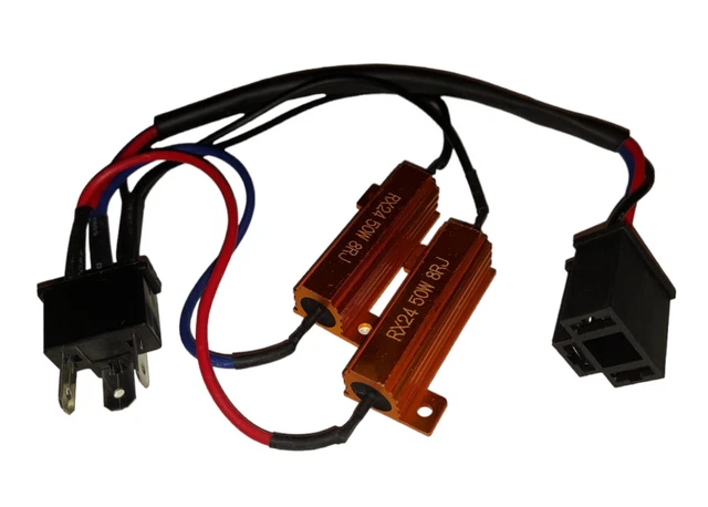 2 LED Resistor Kit H4 LED Decoder 50W 12V Retrofit Relay Harness Adapter Canbus