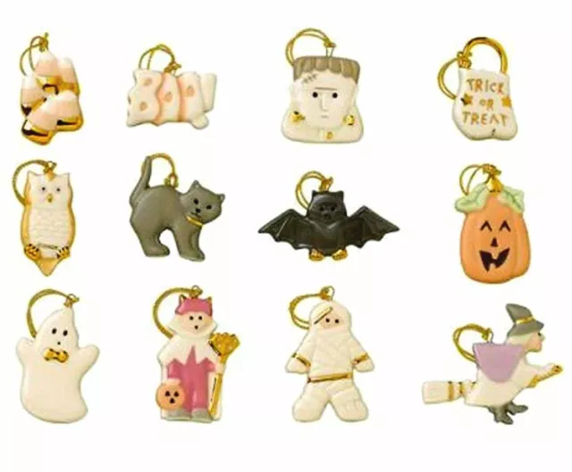 Lenox Halloween Trick Or Treat Tree Ornaments Miniature 12 Pumpkin Ghost Cat NEW